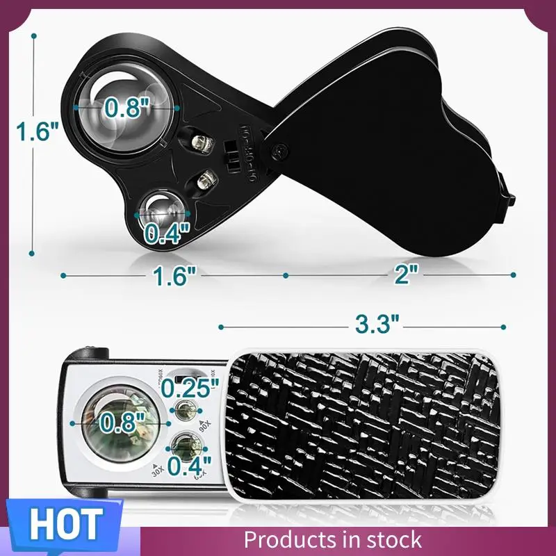 Loupe de bijoutier la plus de 3 paquets, comme indiqué en plastique avec lumière noire UV et lumière LED brillante pour les pierres précieuses