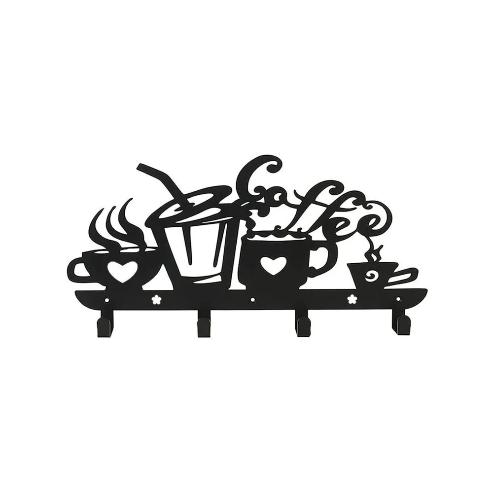 

4 Hooks With Screws Coffee Cup Rack Wall Mounted Handicraft Mug Wall Hook Iron Art Coffee Cup Wall Pendant Home Decor
