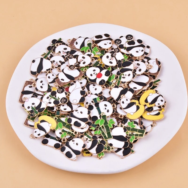 

Bulk 10 Panda Charm Adorable Cartoon Animal Shaped Pendant for Handmade Accessories Jewelry Supplies Alloy Accessory