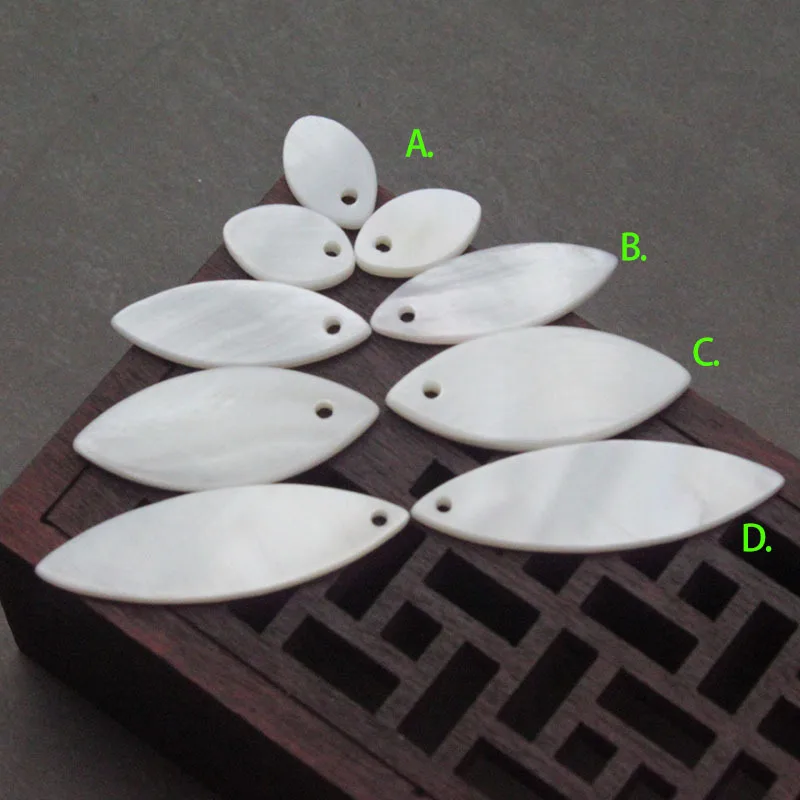 

100pcs DIY Jewelry Findings 7x11 8x21 9x30mm Natural Freshwater Shell Smooth Polished Drilled Marquise Disc Pendant