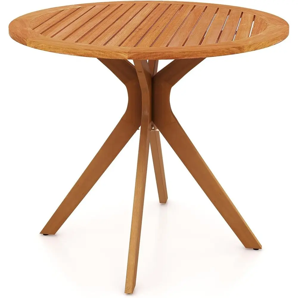 

35.5 Round Eucalyptus Wood Patio Bistro Table for Balcony, Deck, and Garden Dining