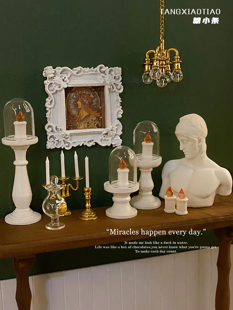 Doll House 6 Points David Venus Sculpture Bjd Candlestick Candle Vintage Poster Decorative Picture Frame Miniatures Decoration