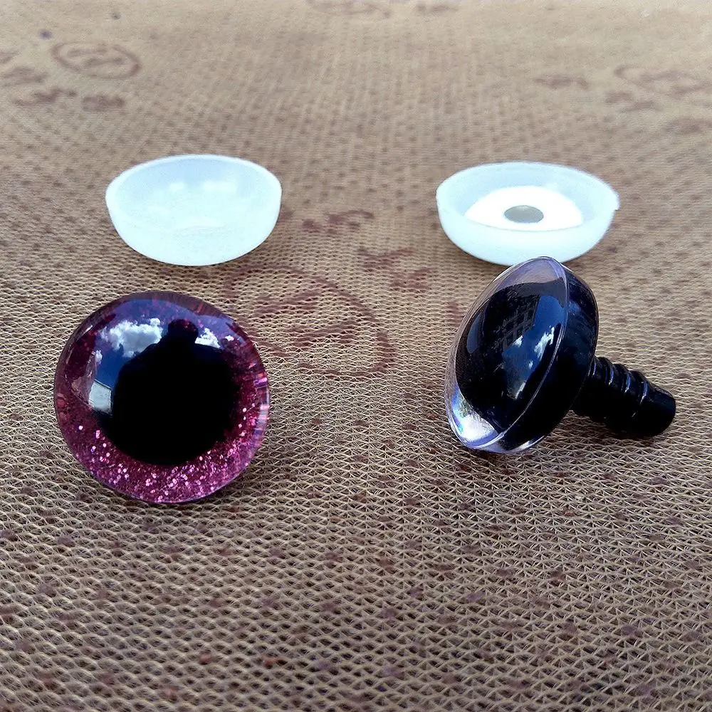 20pcs/set 12mm 3D Sparkling Crystal Cat's Eyes Plastic Resin 8 Colors Bear Animal DIY Dolls Eyes Parts With Flash Pad