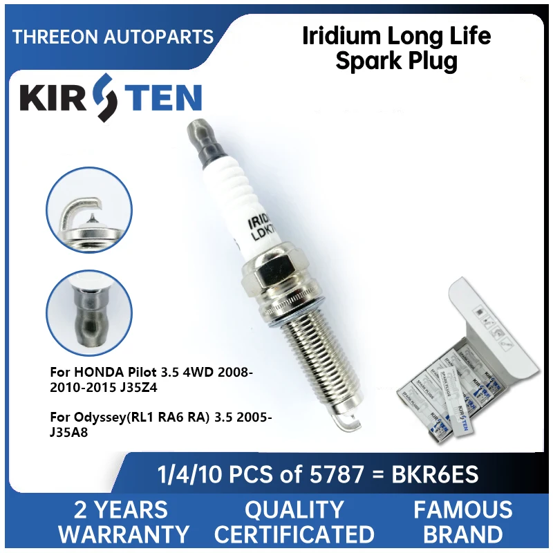 

KIRSTEN Iridium Spark Plug for HONDA Pilot 3.5 4WD 2008- 2010-2015 J35Z4 Odyssey(RL1 RA6 RA) 3.5 2005- J35A8 12290R70A02 KSP5787