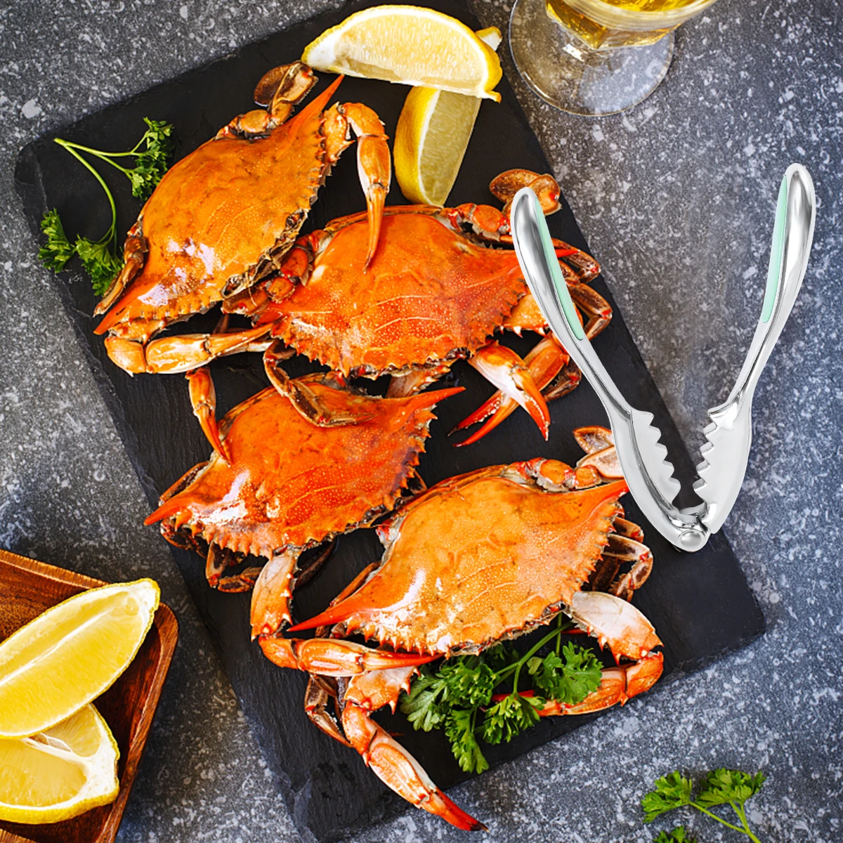 

Stainless Steel Crab Cracker Tool Heavy Duty Rustproof Kitchen Gadget For Home Restaurant Hotel Use Non Slip Handle Silver Light