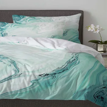 Marble Fluid Texture Blue Green 3pcs Bedding Set For Double Bed Home Textile Duvet Cover Quilt Cover Pillowcase Marble Fluid Texture Blue Green 3pcs Bedding Set For Double Bed Home Textile Duvet Cover Quilt Cover Pillowcase