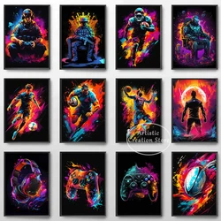 Modern Gaming Wall Murals Abstract American Football Canvas Painting Prints Wall Picture Living Room Gaming Room Decoration