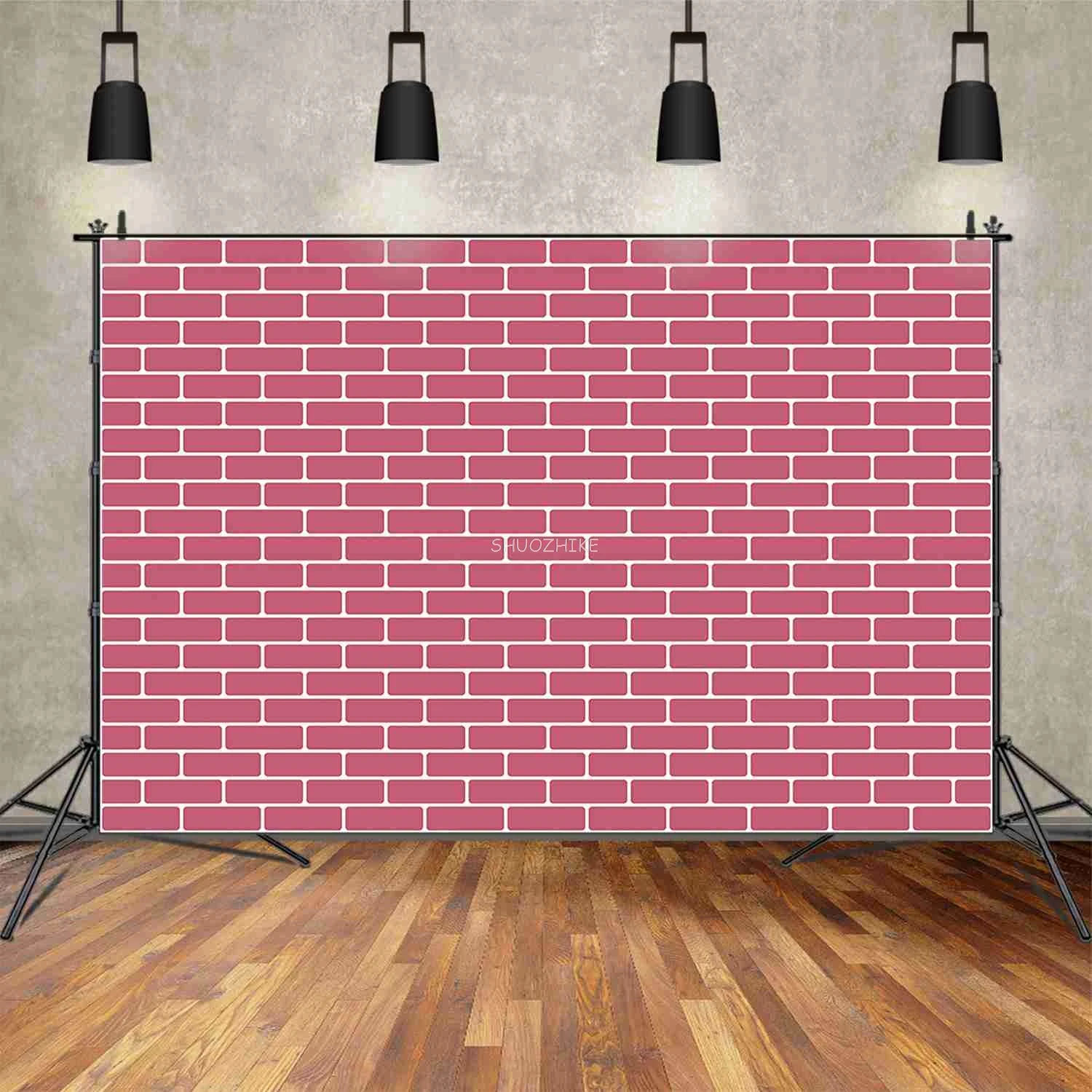 Brick Wall Backdrop for Photoshoot White Red Photo Studio Background Birthday Product Photography Decoration Supplier