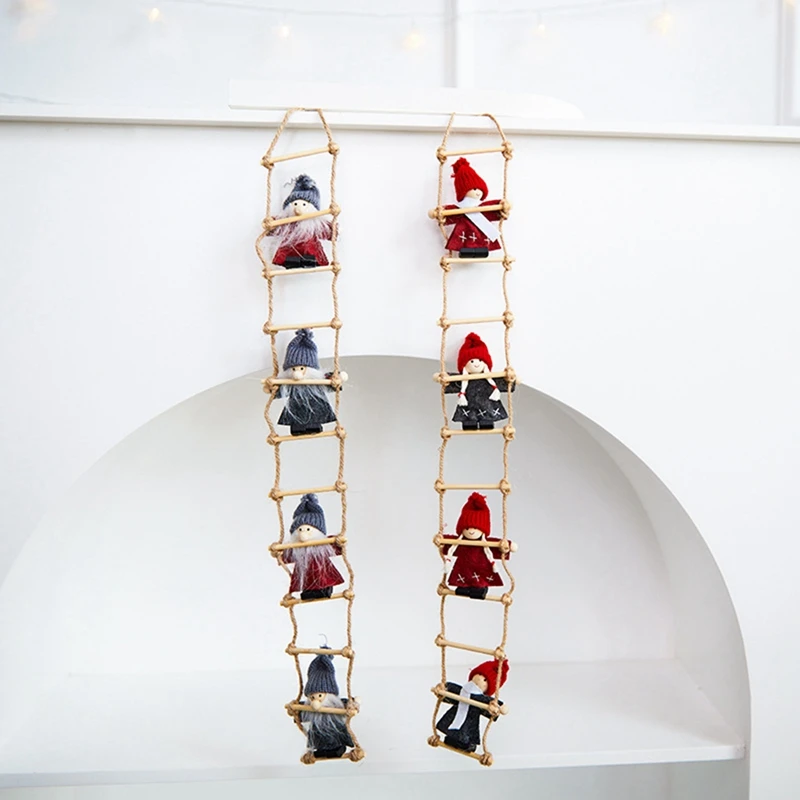 Fabric Ladder Christmas Doll Hanging Curtain Dress Up Christmas Tree Living Room Decoration