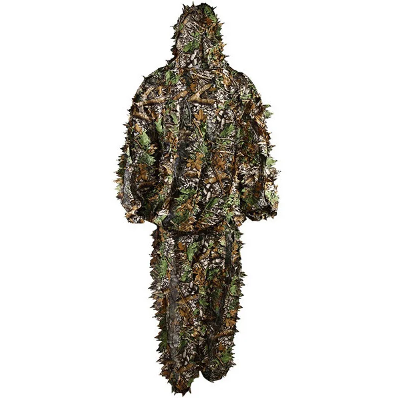 Odzież sportowa Outdoor Ghillie Suits Woodland Hunting Camouflage Suit Tactical Airsoft Sniper Birdwatch Jacket + Pants