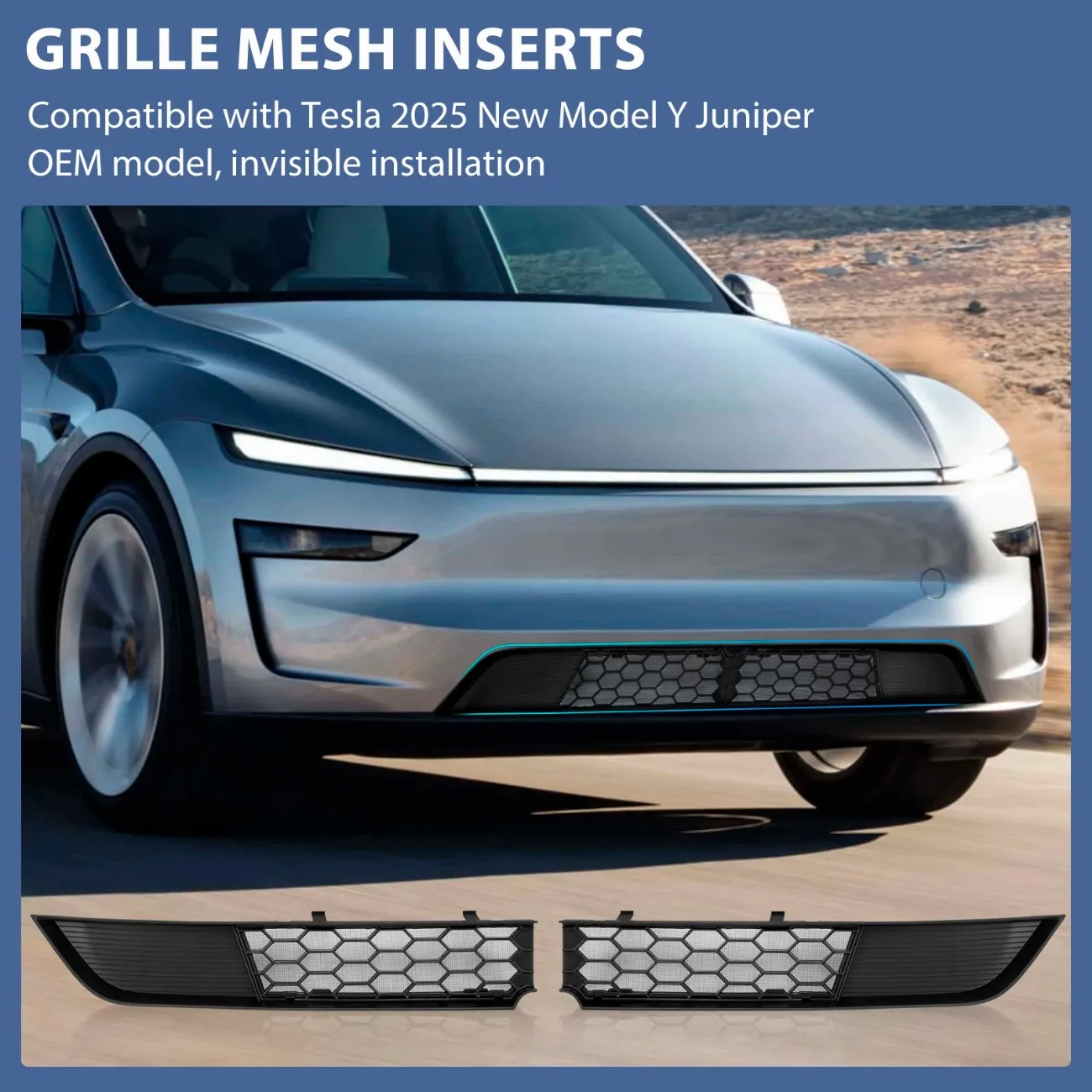 Anti-insect Front Bumper Mesh Grill Kit For Tesla Model Y Juniper 2025 2026 ABS Protector Net Mesh Grill Cover Car Accessories