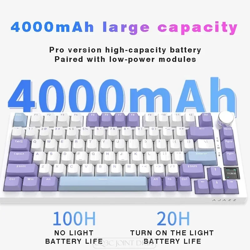 Imagem -02 - Teclado Mecânico sem Fio Teclado Gaming Hot-swap Acessórios pc Laptop 3-mode Tft Screen Knob Rgb Gasner Presente Ajazz-ak820