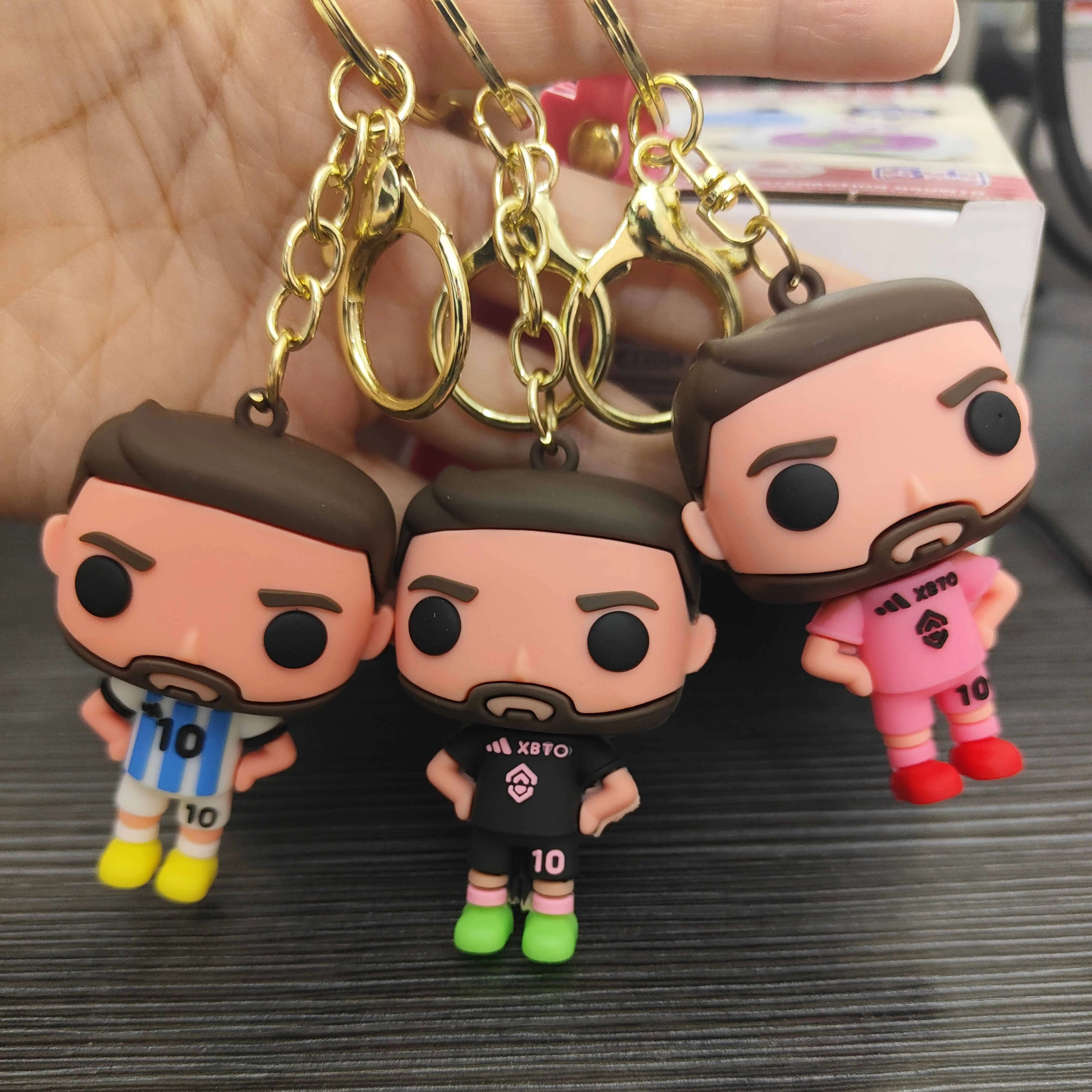 PVC 3D Messi Keychain Cross border Creative Cartoon Character Pendant Bag Car Keychain Accessories Gift Wholesale