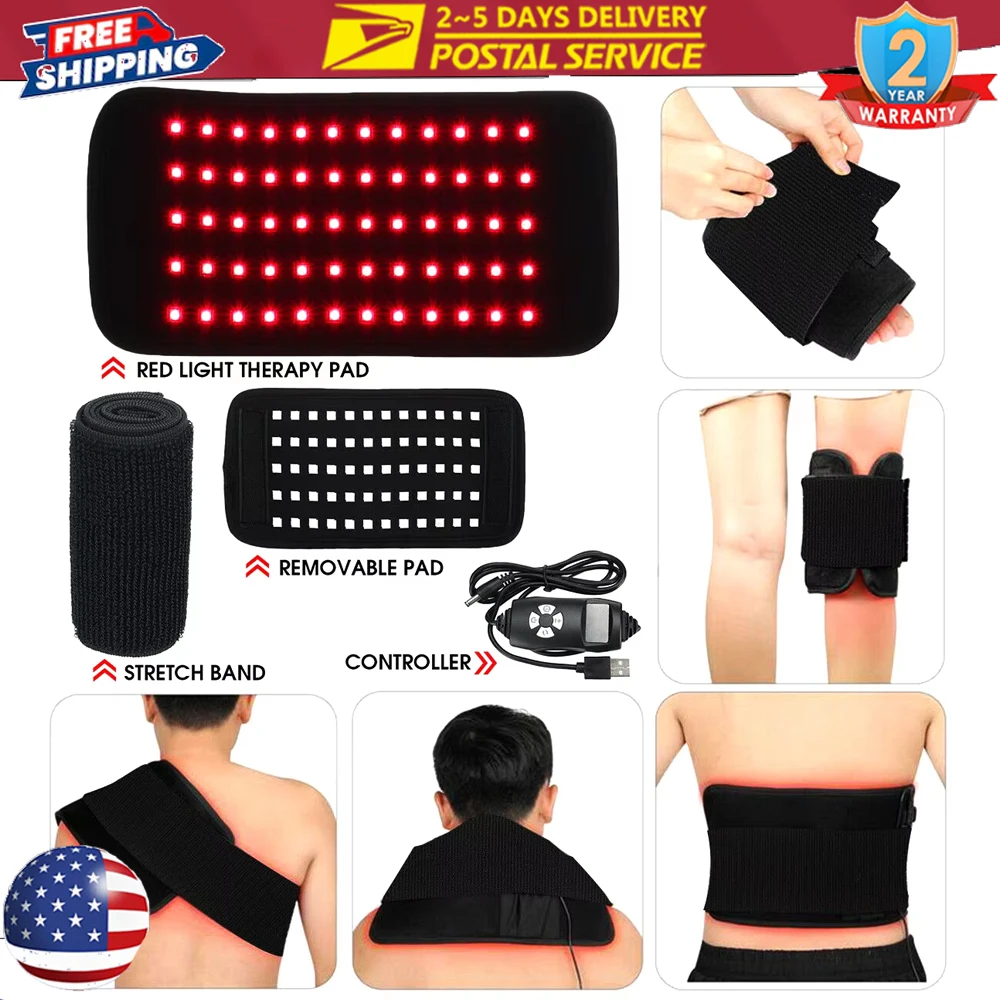 

30W 660nm Red &850nm 60 lamp Beads Near Infrared Waist Wrap Light Therapy Heating Massager For Body Fatigue Muscle Body Relief