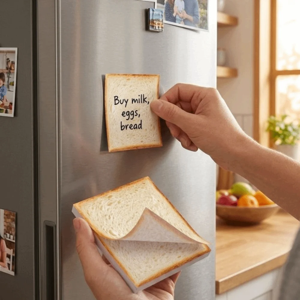 Self Stick Bread Sticky Notes Removable Adhesive Tearable Paper Food Theme Memo Pads 50 Sheets Toast Sticky Notes Office Use