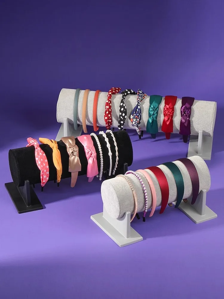 Stylish Black Velvet Headband Holder and Jewelry Display Rack for Hair Accessories