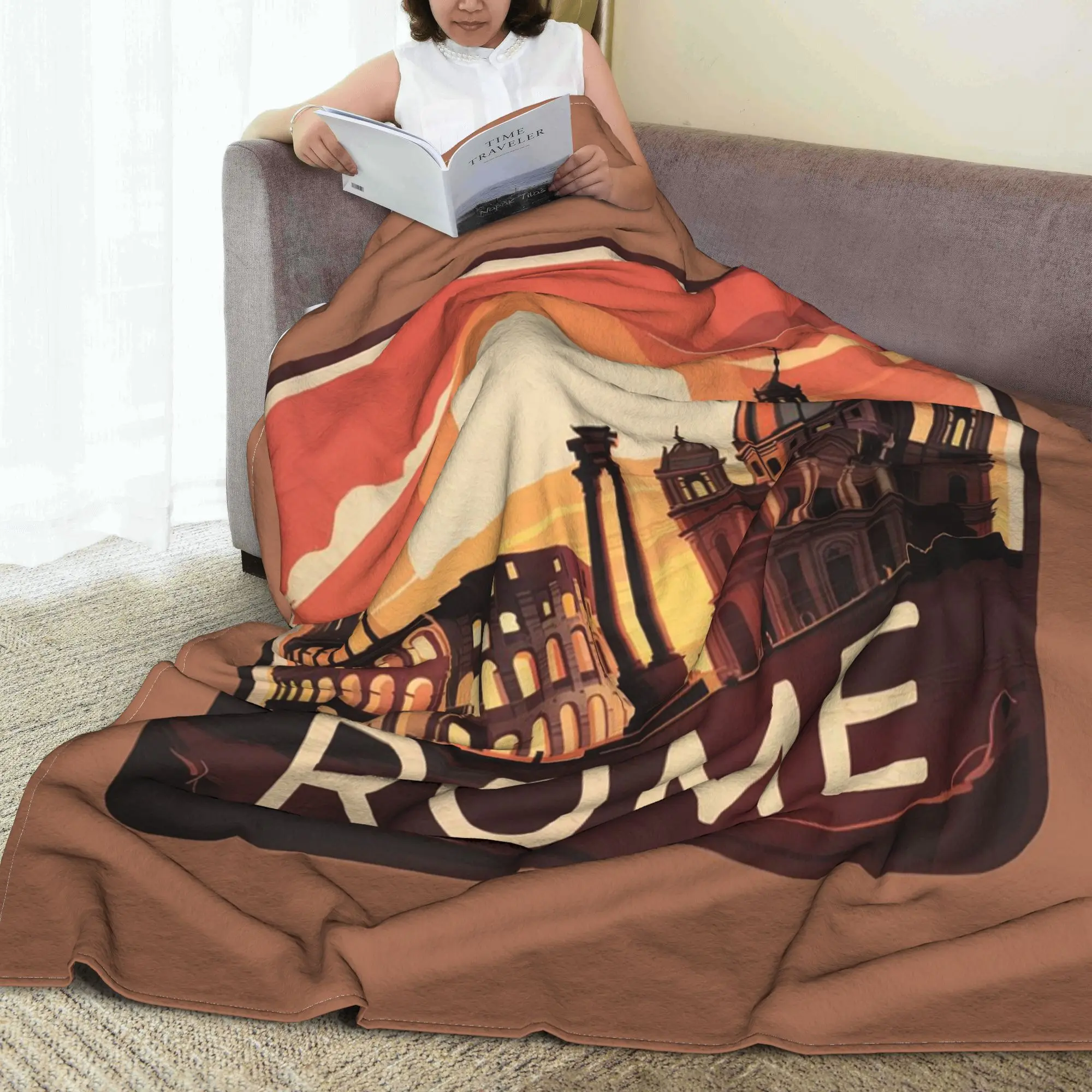 

Винтажные дорожные одеяла с закатом в Риме, города, дышащее фланелевое одеяло для дивана, одеяло для дома, спальни, дорожные пледы, покрывало, одеяло