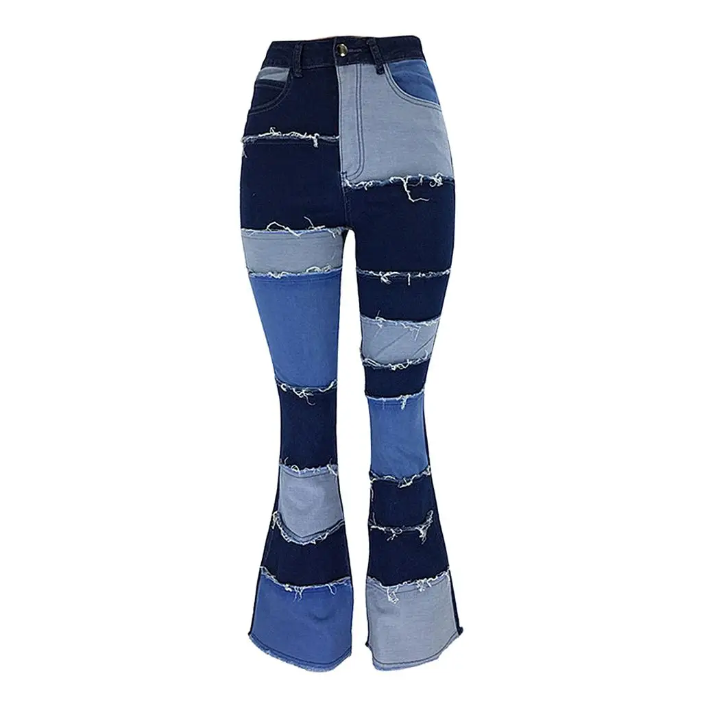 High Stretch Flare Jeans for Women Wide Leg Bell Bottom Denim Pants with Zipper Button Mid Rise Soft Cotton Y2K Fashion