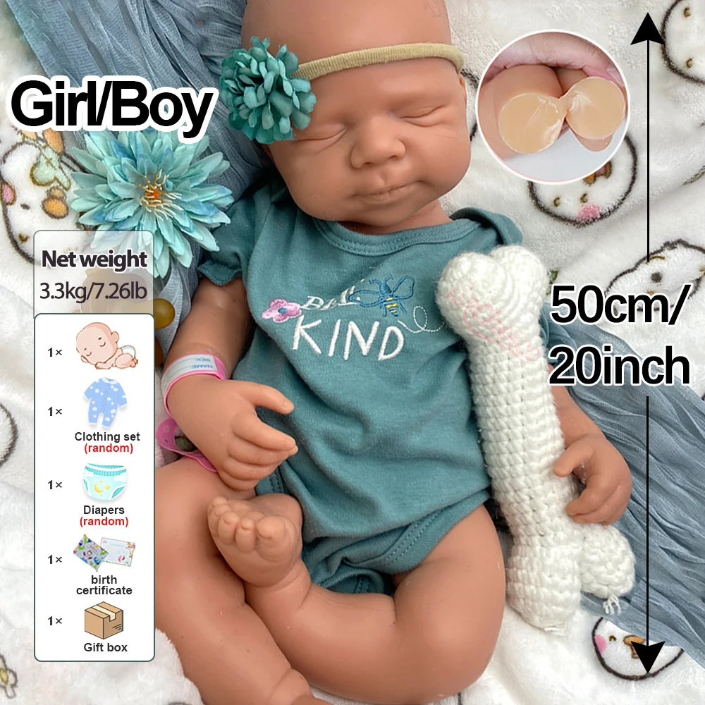 20インチシリコン製リボーンドール パスカル 新生児 眠そうな目を閉じたリボーンベイビー 未塗装 新生児 女の子/男の子 クリスマスギフトボックスセット