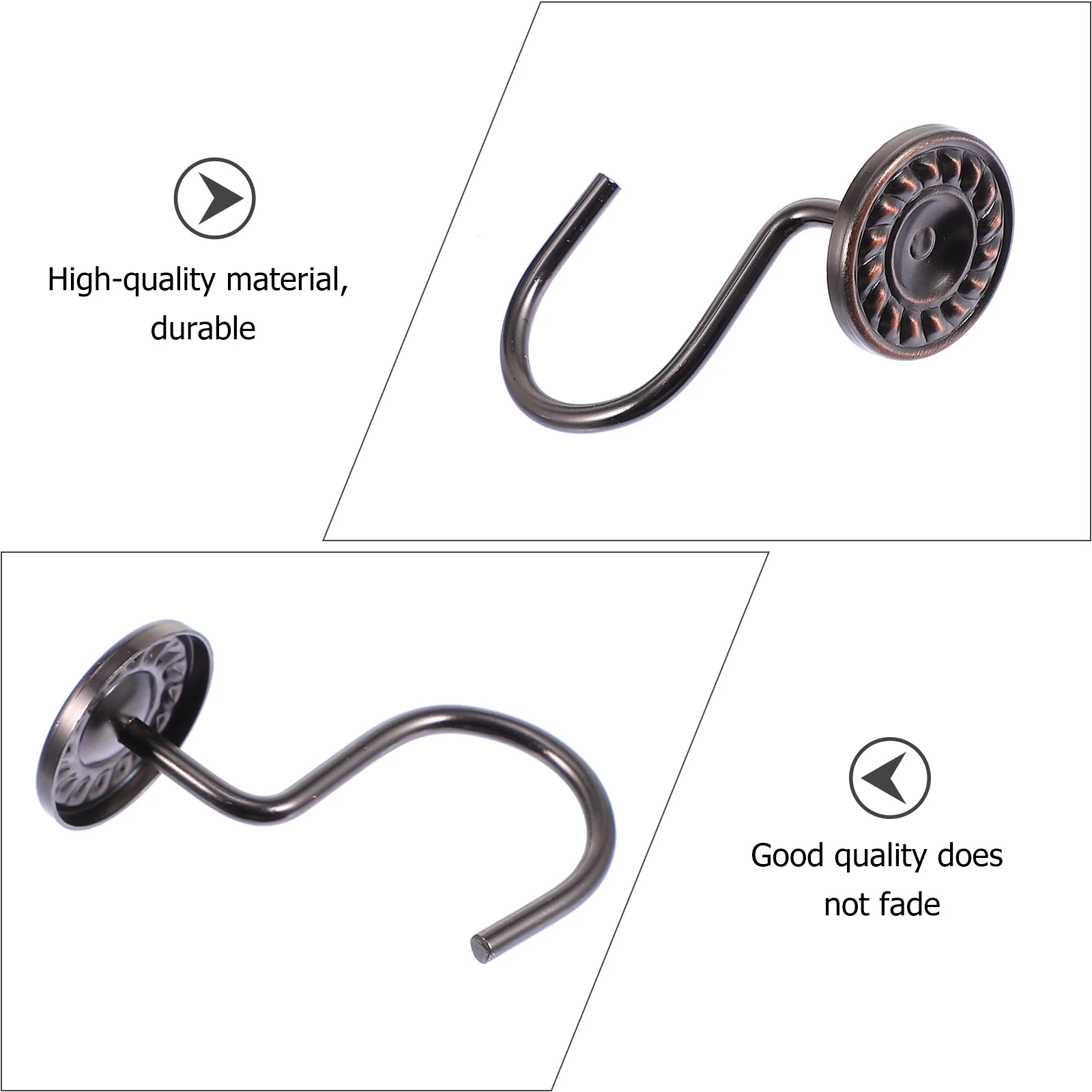 

12pcs Curtain Hooks Retro Red Iron Bath Accessories Glide Rings Easy Install Curtain Rod Hooks Home Hardware Decorative