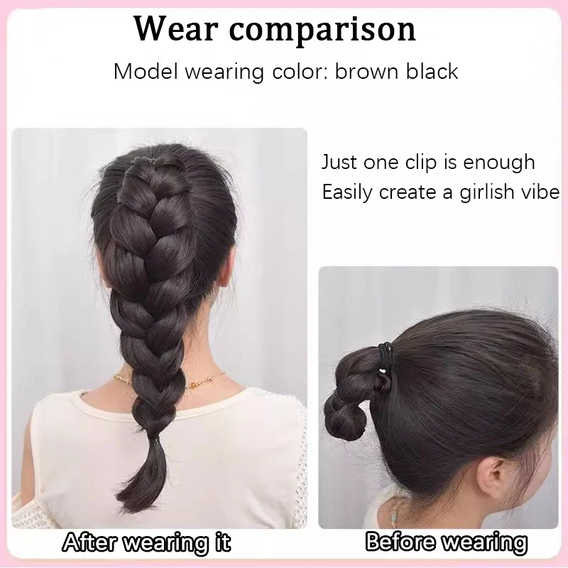 Wig braid ponytail clip on girl's high ponytail braid wig synthetic wig is fashionable and natural for daily outing parties