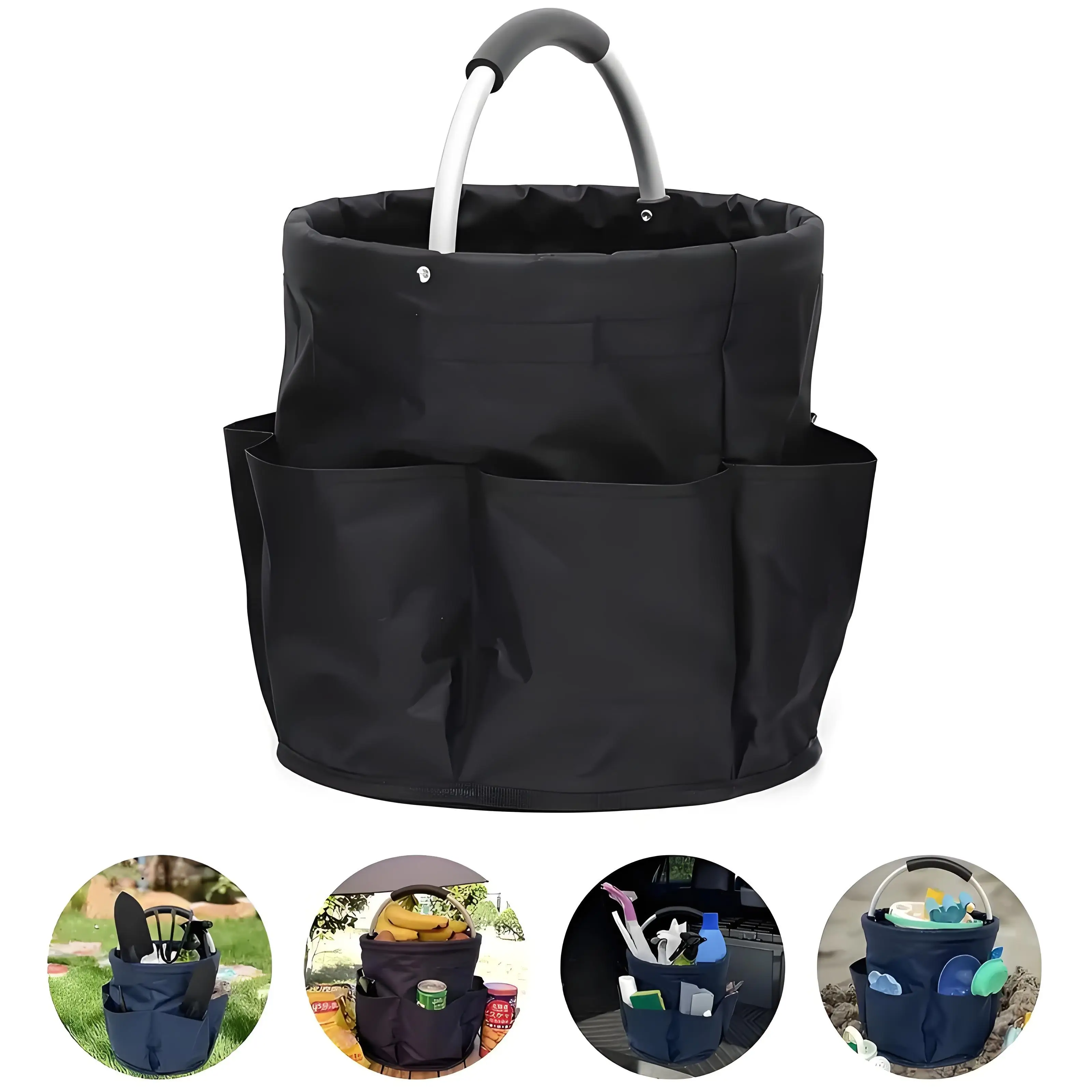 17L Large Storage Organiser Bag Folding Basket Outdoor Picnic Tote Cleaning Caddy Tool Bag Cleaning Beach Garden Basket Supplies