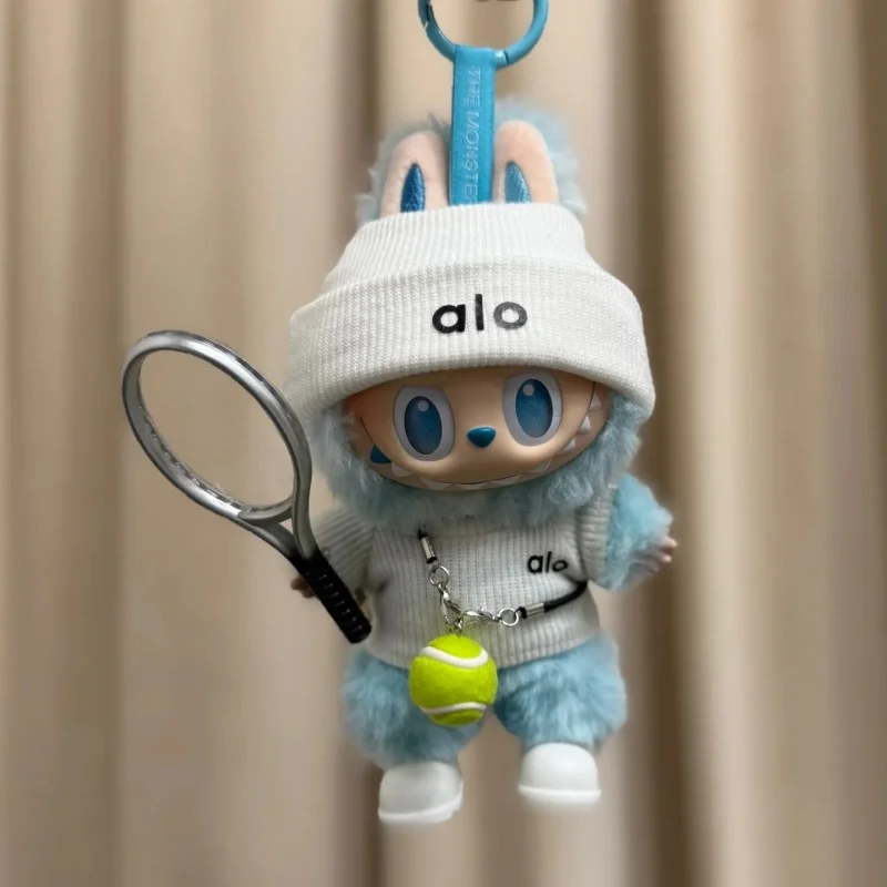 Voor Mini Labubu Pop 4.0 Hart Code Outfit Kleding Trui Badminton Tennis Sportkleding Schoenen Set 10 Cm Pluche Pop Serie