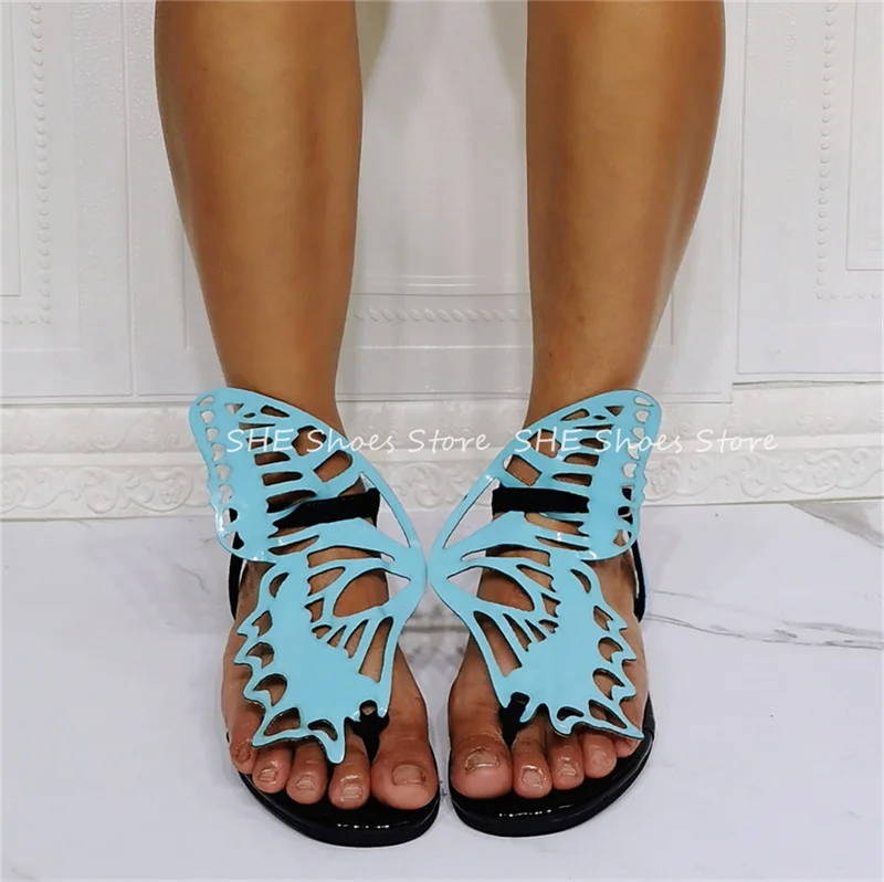 

Fashion Design Butterfly Wing Flip Flops Women Sandals Summer Beach Outside Open Toe Narrow Band Flats Ladies Gladiator Shoes