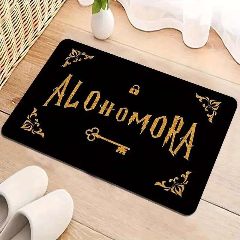 Alohomora Doormat, Non-Slip Magic Key Welcome Rug, Flannel Machine Washable Mat for Living Room Bedroom Magic Fans Home