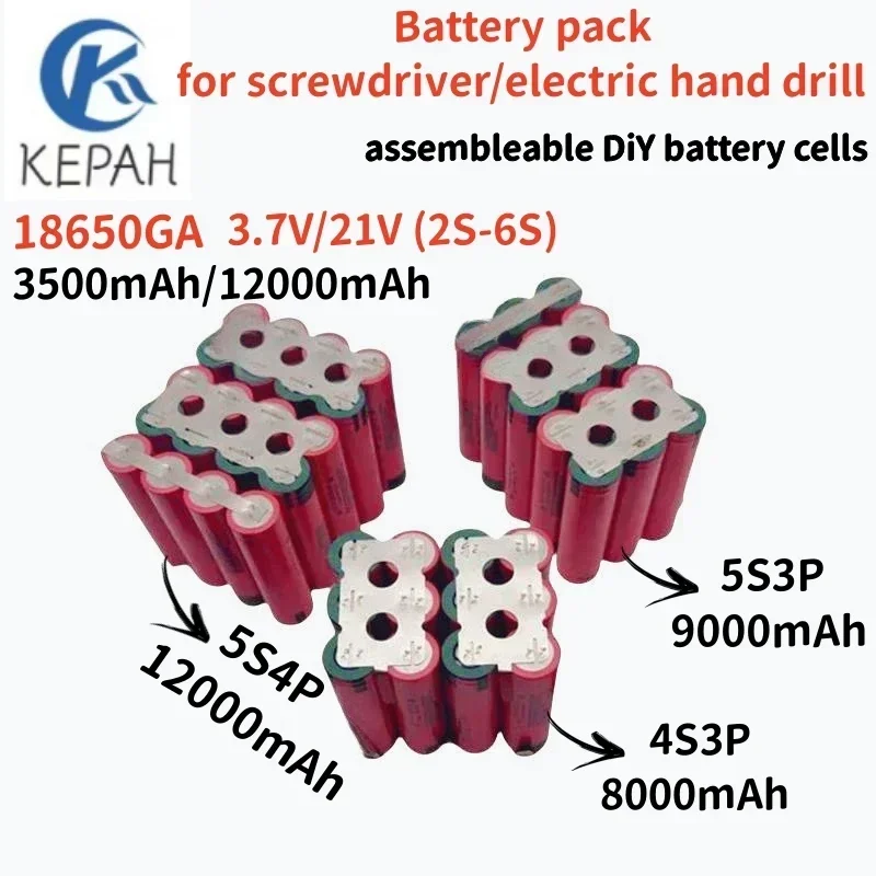 18650GA 3500mAh/12000mAh 2S 3S 4S 5S 6S/1P 2P 3P 4P 3.7V 7.4V 14.8V 18V 21V for screwdriver battery welding battery pack