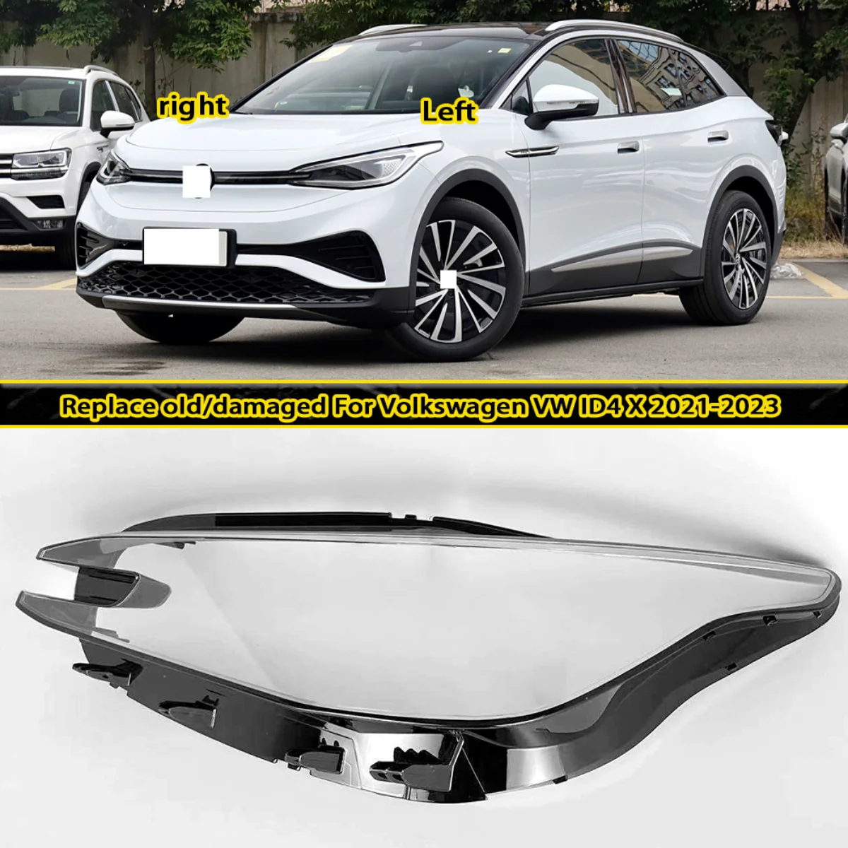 

Для Volkswagen VW ID4 X 2021-2023 крышка передней фары плексиглас абажур корпус маска для замены абажура фары