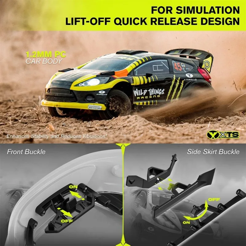 RLAARLO 1/10 Auto da deriva RC senza spazzole in fibra di carbonio per adulti con giroscopio, max 50 mph Auto da rally RC veloce, 2,4 Ghz per tutti i terreni