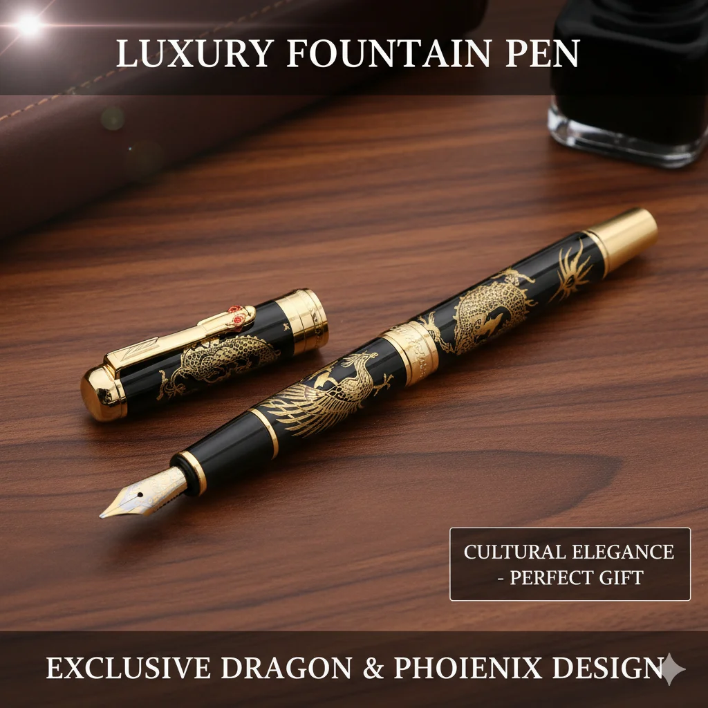 

Luxury Dragon Relief Metal Fountain Pen Smooth Ink Writing Instrument For Business Office School Signature Gift