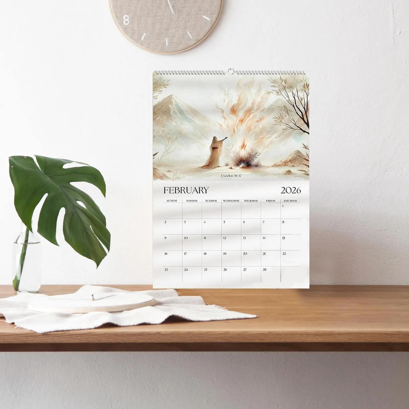 벽 달력 2026 기독교 달력 매일 계획을위한 교수형 플래너 벽 장식 홈 직장 교실 기숙사 가족
