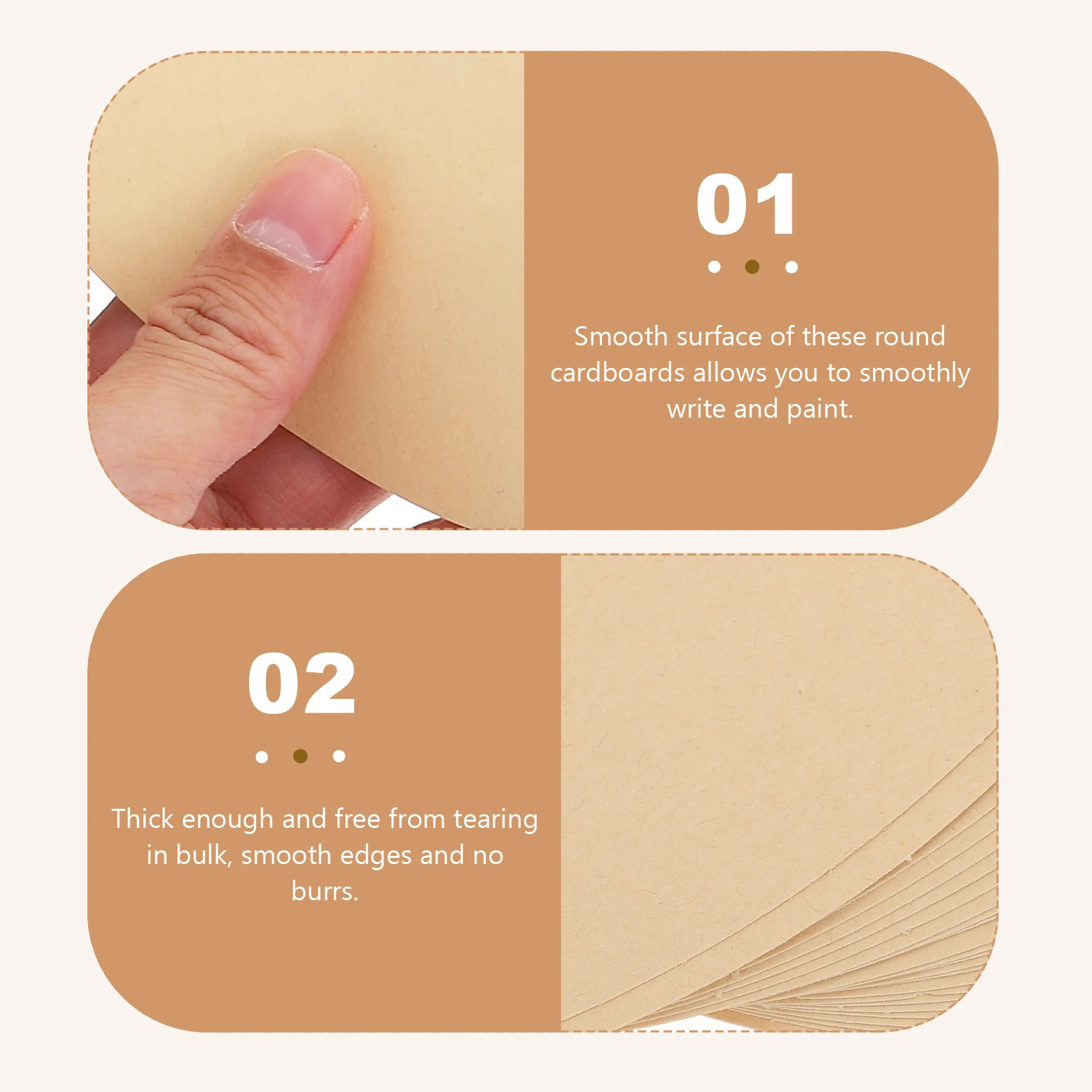 

50 Pcs Kraft Cards Smooth Surface Lightweight Art Paper Card Round Painting Cardboard DIY H Drawing Decorative Paper