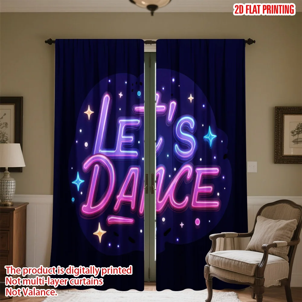 

2D flat printing 2pcs Curtains Dance Celebration Digital Printed Polyester Drapes Festive Holiday Perfect for Art Party for