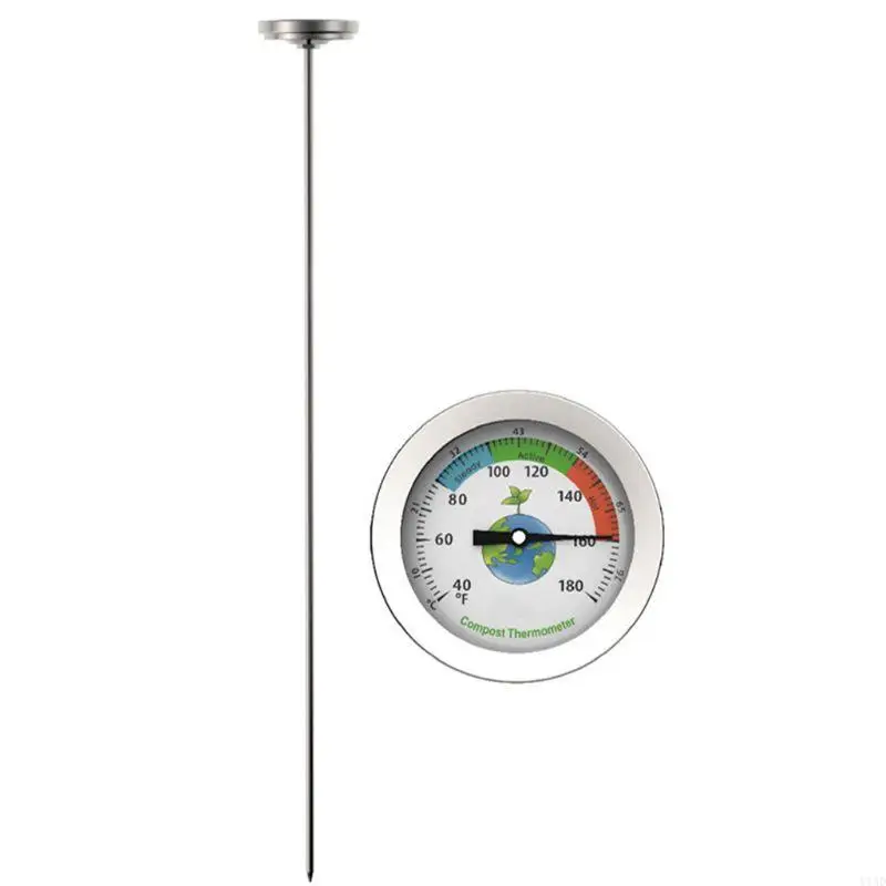 Y1ad 50cm stainless steel kompos termometer tanah Celcius mengukur halaman taman 40-180 ℉ dial