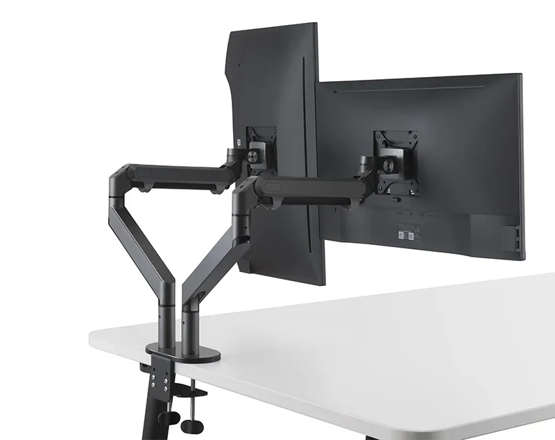 OZ-2 Aluminum Desktop 17-32 inch Dual Screen Monitor Holder Arm Full Motion Gas Strut Mount Stand Load 2-8kg Gas Spring