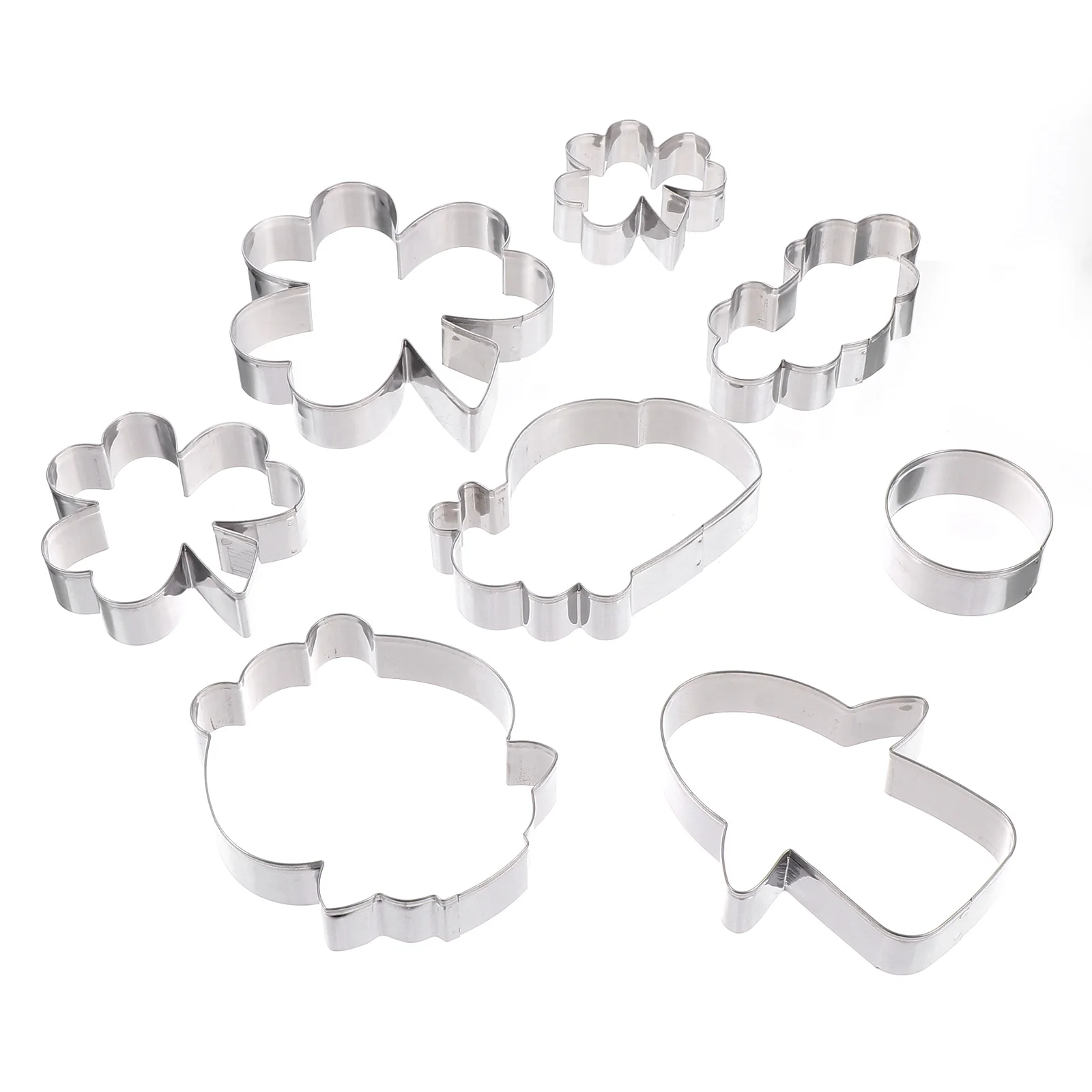 

8 Pcs Cookie Set Stainless Steel Biscuits Molds for Baking Cookies Cakes Pastry Easy Clean Reusable Silver