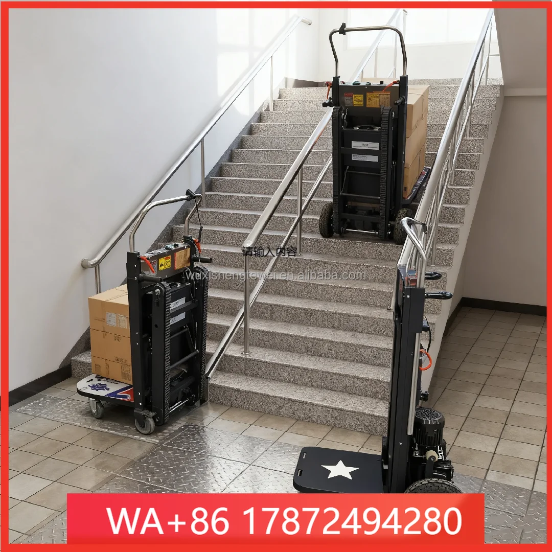 Efficient Handling of Artifacts, Automatic Stair Climbing Cart Tracked Foldable Transport Cargo Climbing Vehicle Ladder
