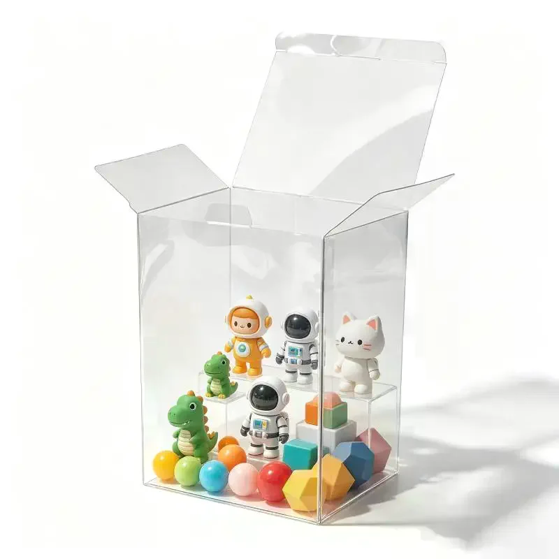 Transparent PVC Rectangular Packaging Box 4 Inch Dustproof Plastic Case for Figurine Display Small Jewelry Storage