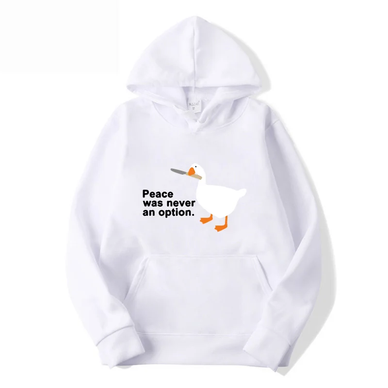 Peace Was Never An Option Goose Print Women Clothing Fashion Crewneck Hoody Creativity O-Neck Hoody Street Pocket Womens Hoodies