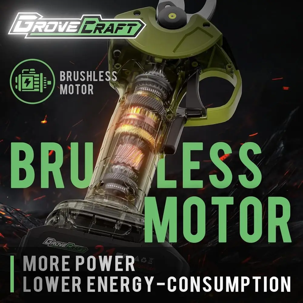 20 V 2-in-1-Gartenschere mit bürstenlosen Stangen und 2 Akkus, batteriebetriebenes kabelloses elektrisches Beschneiden mit Schmiermittel, 1-Zoll-Schnitt