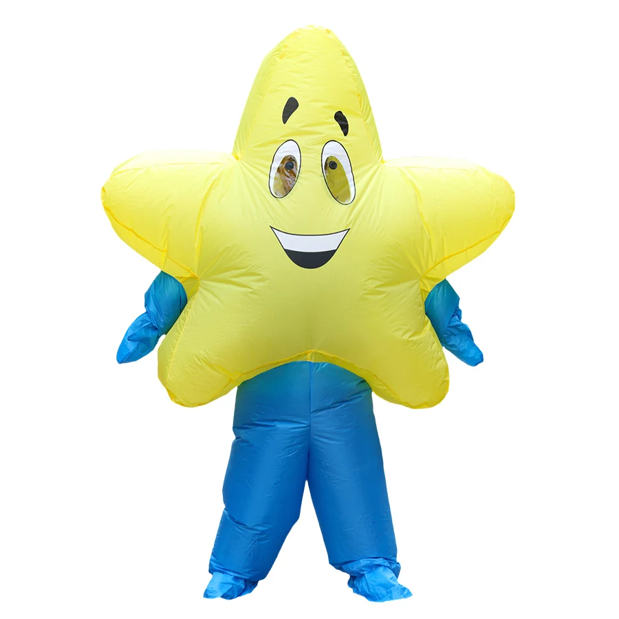 Aufblasbares glänzendes Stern-Cosplay-Kostüm für Erwachsene, fünfzackiger Stern-Anzug, Halloween-Party-Anzieh-Outfit
