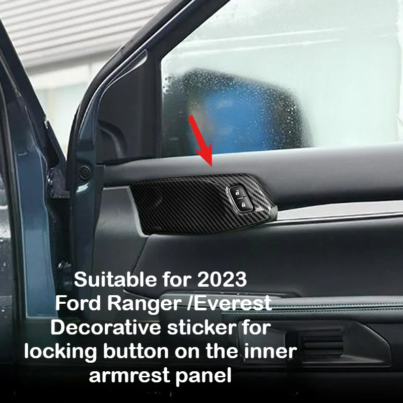 

For 2023 Ford Ranger Everest Inner Armrest Panel Lock Button Decorative Sticker Interior Accessories