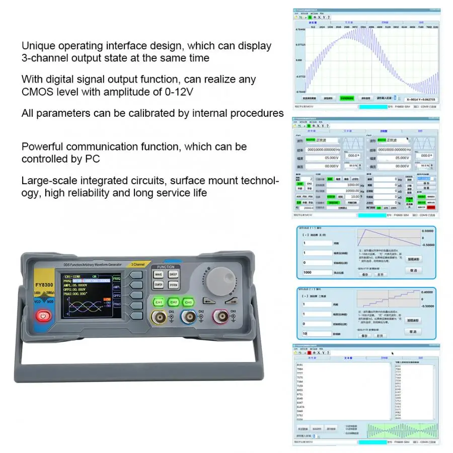 FeelTech FY8300S FY8300 TTL Signal Generator 20M 40M 60M 3 Channel DDS Function Frequency Sweeper Output Meter Counter VCO
