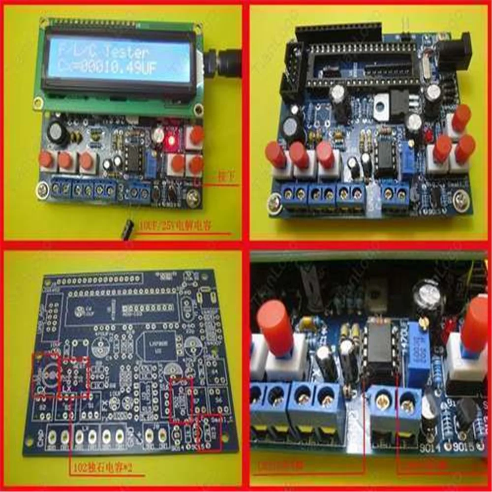 Capacitor Tester DIY Kit Set Digital LCD Display Inductance Meter Frequency Component Tester 0.1μH-1H Component Tester Capacitor