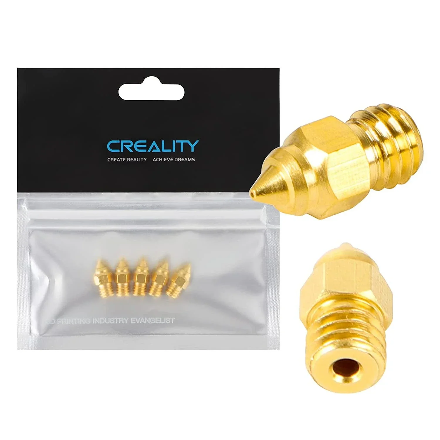 Creality Hotend Extruder Brass Nozzle Kit 0.2/0.4/0.6/0.8/1.0mm 5Pcs/Set for CR-6 SE / Ender-3 Series / Ender 5 Series Printer