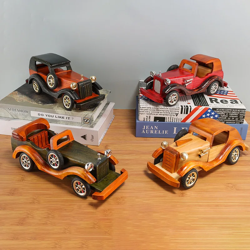 

New Wooden Vintage Classic Car Creative European Style Home Desktop Ornament Car Model Decorative Craft Item