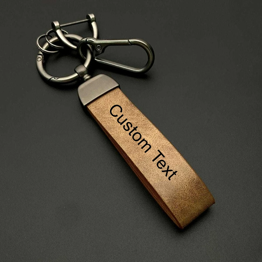 Custom High Quality Leather Trendy Brand Keyring New High-End Color Changing Keychain Car Key Chai Ring Pendant Business Gifts